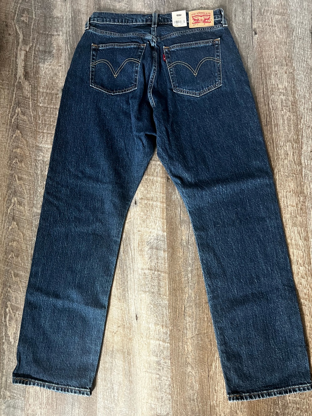 Levi's 501 Straight Leg Jeans in Dark Blue Denim - Picture 3 of 10